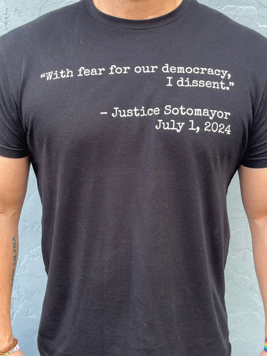 “With fear for our democracy, I dissent.” t-shirt