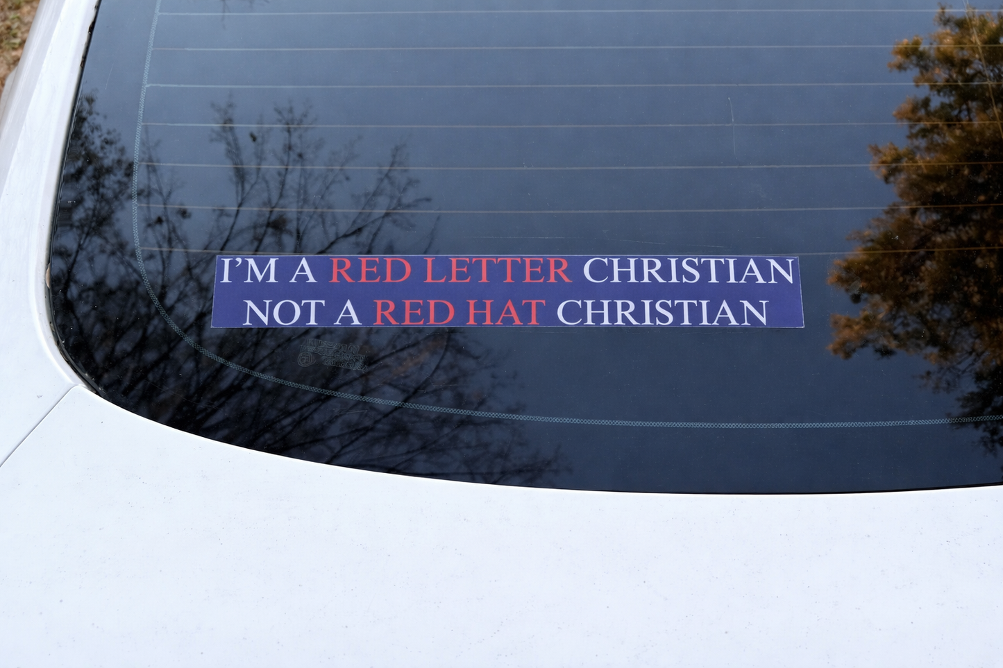 I'm A Red Letter Christian Not A Red Hat Christian Window Cling