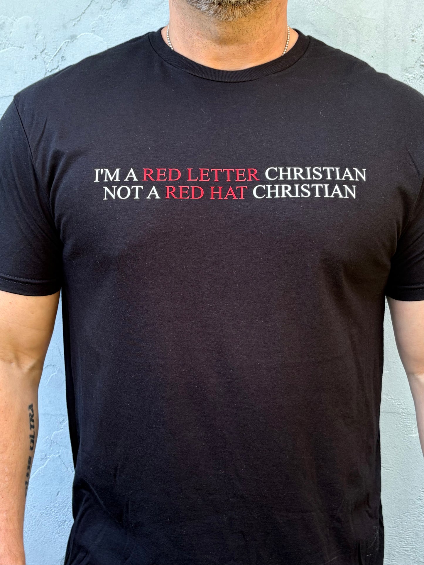 I'm A Red Letter Christian Not A Red Hat Christian (Black)